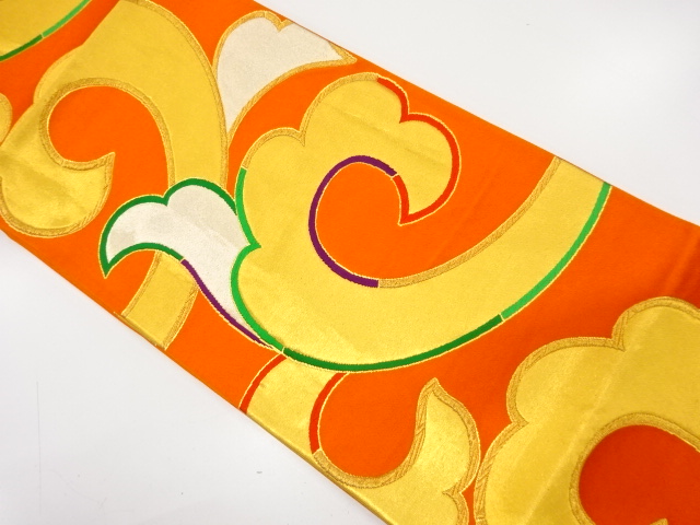 JAPANESE KIMONO / ANTIQUE FUKURO OBI / SILK / WOVEN ARABESQUE